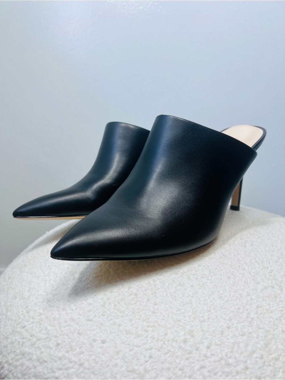 Black Pointed Nine West Mule Heels - Women's Slip-On Pumps Size 8M